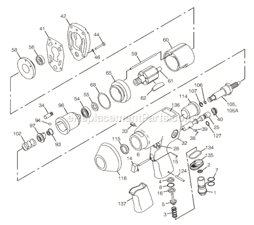 Page A Diagram and Parts List for CP726H T025114 Chicago Pneumatic Wrench